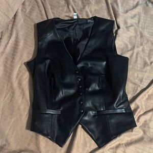 Elegant Black Women's Faux Leather Vest